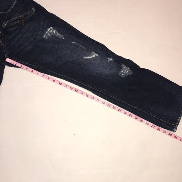 𝅺JUST Cavalli men dark blue straight leg distressed jeans size 33 47 - Picture 14 of 16